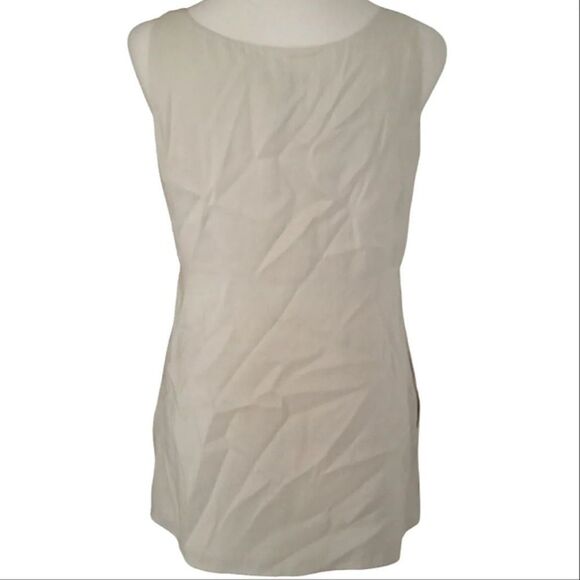 Eileen Fisher Ivory Sleeveless Relaxed Fit 100% Silk Blouse Pockets Size XS - Picture 5 of 8